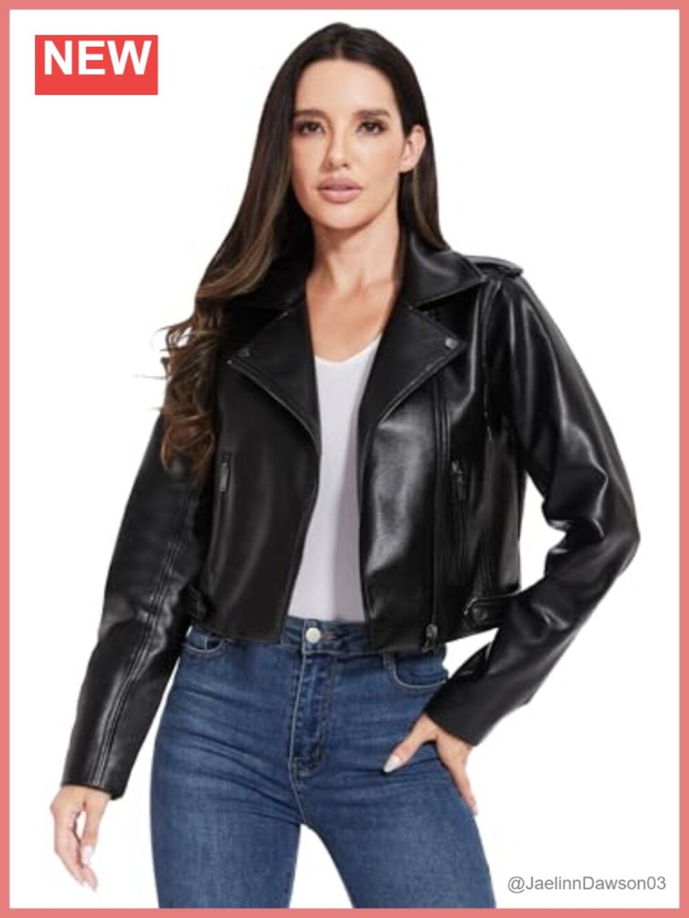 Faux Leather Jacket Cropped Moto Biker Casual Blazer